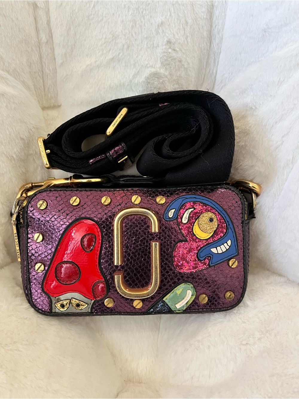 Marc Jacob’s limited edition mushroom snapshot crossbody bag.